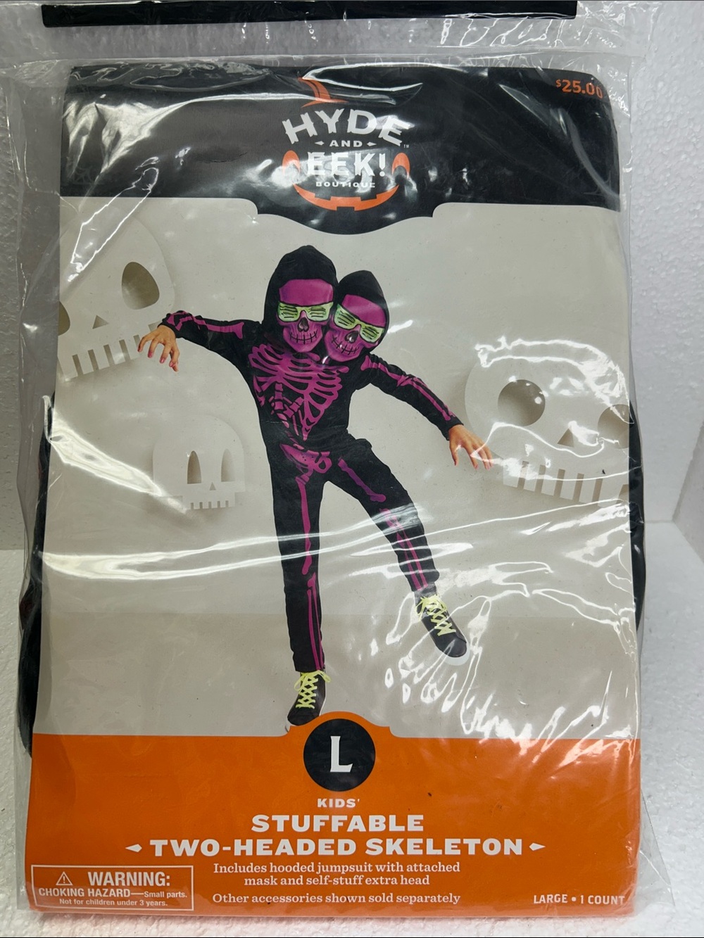 Hyde and Eek! Kids' Black and Pink Two-Headed Skeleton Footie Jumpsuit